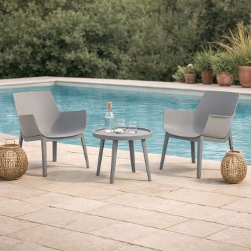 SALOTTO DA ESTERNO MOD. QUEEN IN RESINA GRIGIO CHIARO 
