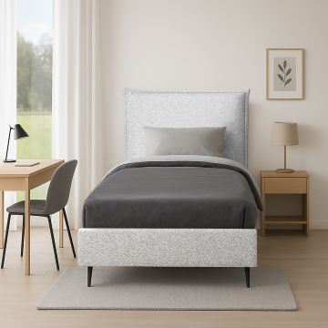 LETTO SINGOLO CONTENITORE MOD.CHANEL IN TESSUTO GRIGIO