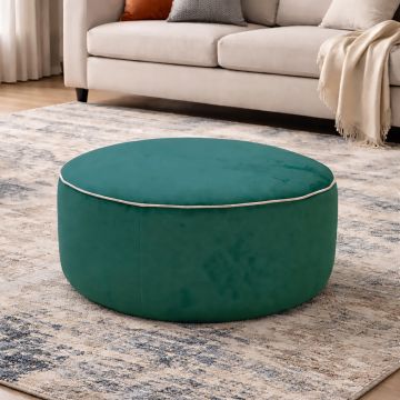 POUF MOD. CIRCLE BIG DIAM.86 H. 40 IN VELLUTO VERDE
