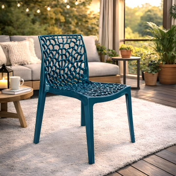 GRANDSOLEIL - SEDIA MOD. GRUVYER IN POLIPROPILENE BLU PETROLIO