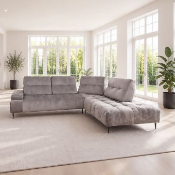 SALOTTO MOD. JAGGER ANGOLARE DX IN TESSUTO GRIGIO CHIARO