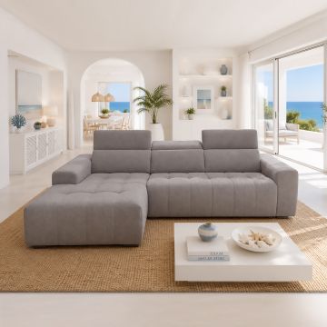SALOTTO MOD. SPIRIT CON CHAISE LONGUE SX IN TESSUTO GRIGIO CHIARO