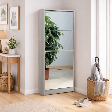SCARPIERA 4 RIBALTE MOD. MULTIUSO CM 62X18 H. 150 OLMO E SPECCHIO 
