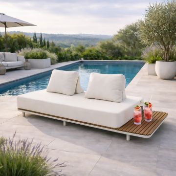 SOFA DA ESTERNO NEW FREEDOM BIANCO ARGILLA E TEAK