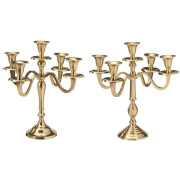 CANDELABRO 5 FUOCHI COLORE ORO LUCIDO H 30CM ASSORTITO CANDELABRO 5 FUOCHI COLORE ORO LUCIDO H 30CM ASSORTITO