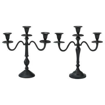 CANDELABRO 3 FUOCHI COLORE NERO H 30CM ASSORTITO