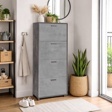 SCARPIERA 4 RIBALTE MOD. QUADRANTE CM 70X29 H.154 OSSIDO NERO E CEMENTO 