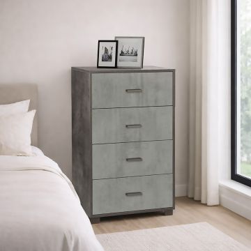 CASSETTIERA MOD. QUADRANTE CM 70X41 H. 112 OSSIDO NERO E CEMENTO 