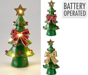 ALBERO CON FIOCCO A LED IN POLIRESINA H. 18CM ASSORTITO
