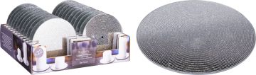 PORTACANDELE A PIATTO IN VETRO ARGENTATO DIAM. 10CM CON GLITTER 