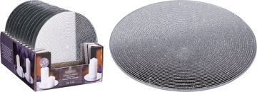 PORTACANDELE A PIATTO IN VETRO ARGENTATO DIAM. 15CM CON GLITTER 
