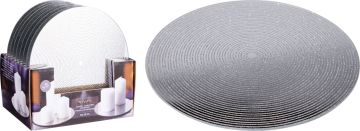 PORTACANDELE A PIATTO IN VETRO ARGENTATO DIAM. 20CM CON GLITTER