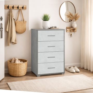 CASSETTIERA MOD. DOUBLE CM 71X41 H. 110 CEMENTO E OSSIDO BIANCO 