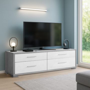 MOBILE PTV MOD. DOUBLE CM 179X47 H. 50 CEMENTO E OSSIDO BIANCO 