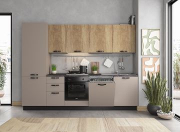 CUCINA MOD.MIRA COMP.ERIKA CM 285X60 H.216 FANGO OPACO E NEBRASKA VERSIONE SINISTRA