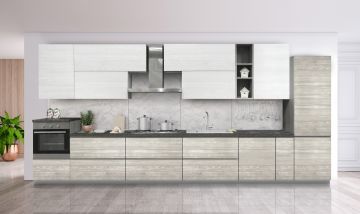 CUCINA COMPONIBILE MOD. FLO EVO NOCE BIANCO E NOCE GRIGIO