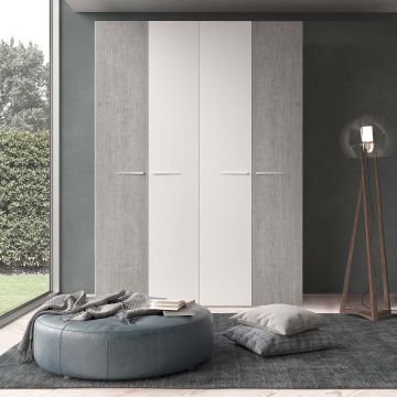 ARMADIO MOD. BASIC CM 181X58 H. 247 BIANCO FRASSINATO E CEMENTO