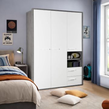 ARMADIO MOD. MIPIACE CM 153.4X63.4 H. 217 CEMENTO E BIANCO LUCIDO