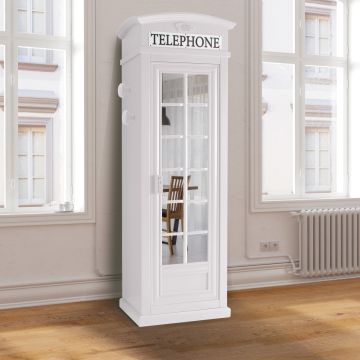 ARMADIO CABINA TELEFONICA CM 68X55 H. 215 LEGNO BIANCO LACCATO
