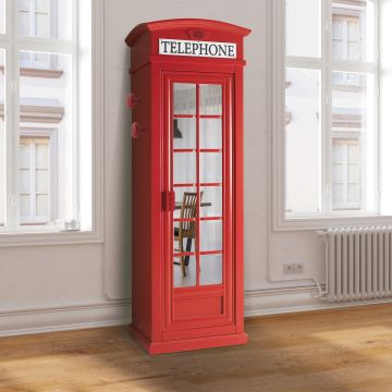 ARMADIO CABINA TELEFONICA CM 68X55 H. 215 LEGNO ROSSO LACCATO