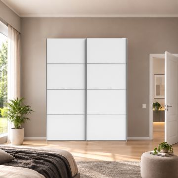 ARMADIO MOD. FIRENZE CM 150X61 H. 200 BIANCO OPACO E BIANCO FRASSINATO
