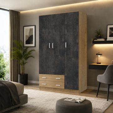 ARMADIO MOD. MULTIUSO CM 115X52 H. 182 NOCE STELVIO E OSSIDO