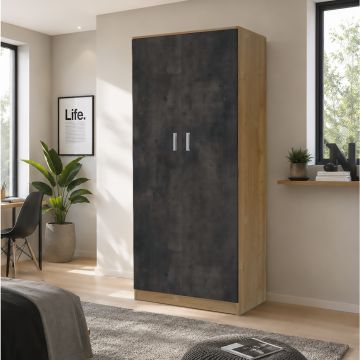 ARMADIO MOD. MULTIUSO CM 77X55 H. 182 NOCE STELVIO E OSSIDO