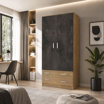 ARMADIO MOD. MULTIUSO CM 77X52 H. 182 NOCE STELVIO E OSSIDO
