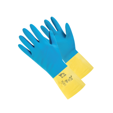 GUANTO FLOCCATO IN LATTICE E CLOROPRENE GIALLO/AZZURRO TG 11
