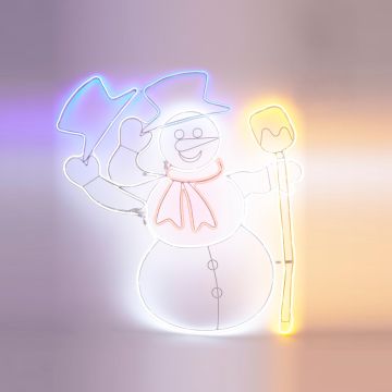 DECORAZOINE LUMINOSA PUPAZZO DI NEVE NEON CON MOVIMENTO H 83CM