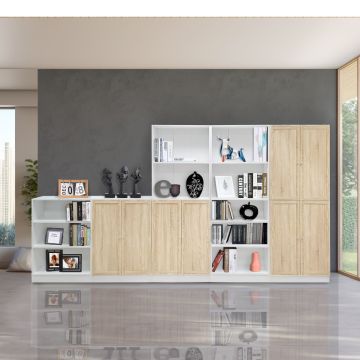 LIBRERIA COMPLETA MOD. BASIC QUERCIA E BIANCO OPACO