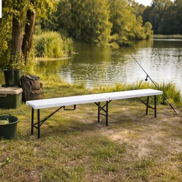 PANCA PIEGHEVOLE DA ESTERNO CM 180 IN METALLO E PLASTICA BIANCA