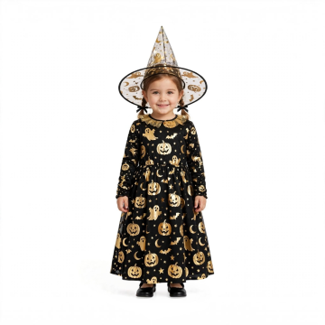 VESTITO STREGA CON CAPPELLO PER BAMBINA