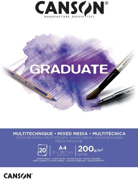 CANSON - ALBUM GRADUATE PER TECNICHE MISTE A4 20 FOGLI