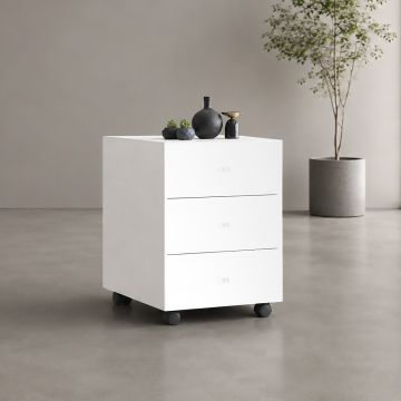 CASSETTIERA IN LAMINATO CM 40.1X52.5 H. 59.6 BIANCO FRASSINATO