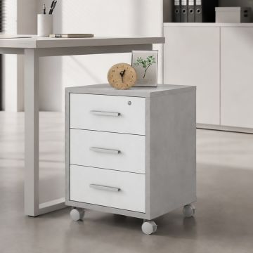 CASSETTIERA MOD. DOUBLE CM 51X41 H. 71 CEMENTO E OSSIDO BIANCO