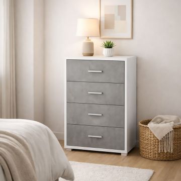 CASSETTIERA MOD. DOUBLE CM 71X41 H. 110 BIANCO E CEMENTO
