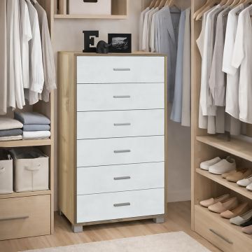 CASSETTIERA MOD. QUADRANTE CM 70X41 H. 124 NOCE STELVIO E OSSIDO BIANCO 