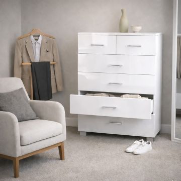 CASSETTIERA CM 80X44 H. 104 BIANCO LUCIDO