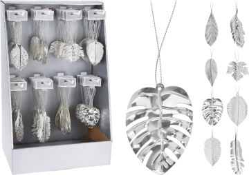 SET 2 PENDENTI A FORMA DI FOGLIA IN ARGENTO H. 9CM ASSORTITO
