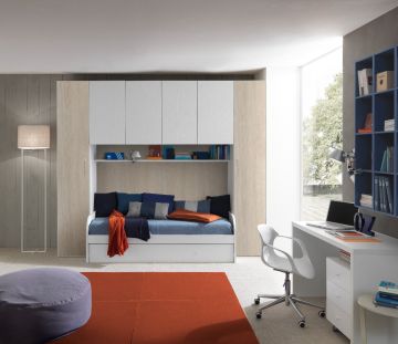 CAMERETTA COMPLETA MOD. BLOK BIANCO FRASSINATO E OLMO