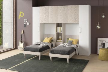 CAMERETTA COMPLETA MOD. BLOK BIANCO FRASSINATO E OLMO