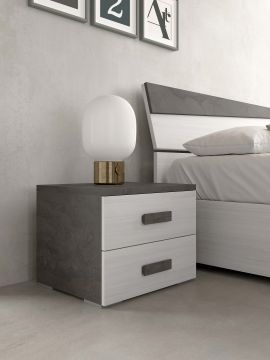 COMODINO MOD. ONIX CM 53.5X44.5 H. 41 OSSIDO E ROVERE NORDICO