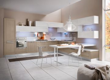 CUCINA COMPONIBILE MOD. CLOE LACCATO CANAPA E BIANCO