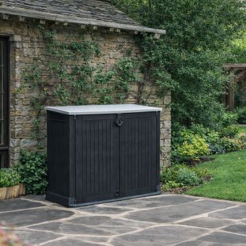 PORTA ATTREZZI DA ESTERNO MOD. STORE-IT-OUT MIDI CM 132X71,5 H.113,5 NERO/GRIGIO