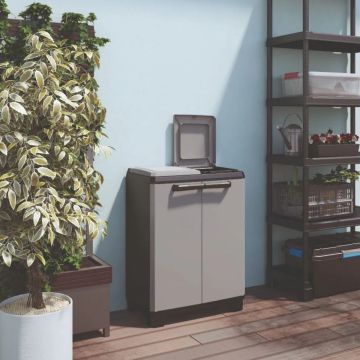 ARMADIO PORTARIFIUTI MOD. SPLIT PREMIUM IN RESINA CM 68X39 H. 92 GRIGIO SCURO E NERO