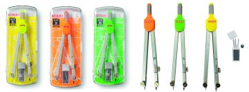 LINEA KEEP COLOUR FLUO - KIT 2PZ COMPASSO SCUOLA IN METALLO ASSORTITO 