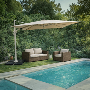 OMBRELLONE A BRACCIO MOD. ROMA CON LED MT 3X3 BEIGE