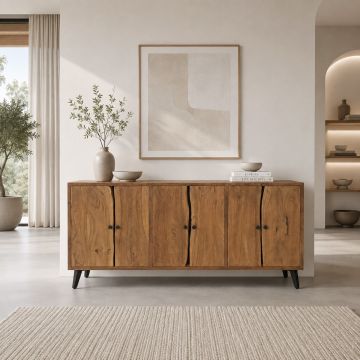 CREDENZA MOD. SEPC-1695 CM 170X40 H. 90 IN LEGNO DI ACACIA TINTA STONE