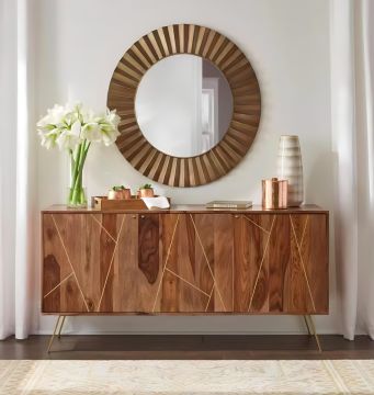 CREDENZA MOD. SDO-06 CM 145X40 H.76 IN LEGNO DI SHEESHAM TINTA STONE 